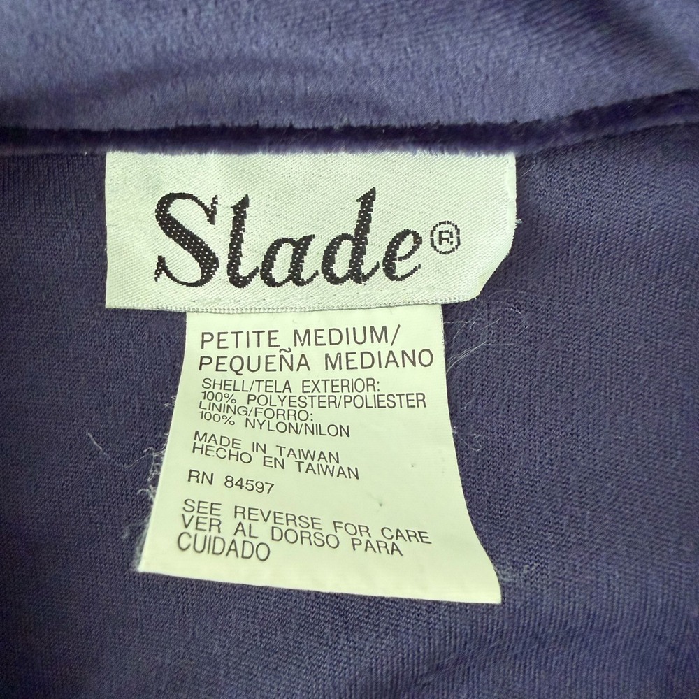 Vintage Slade Velour Track Jacket Petite M Blue Velvet Y2K Athleisure Zip Up - Picture 3 of 7